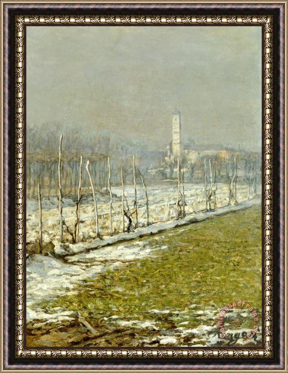 Emilio Longoni Landscape. Winter Sun Framed Painting