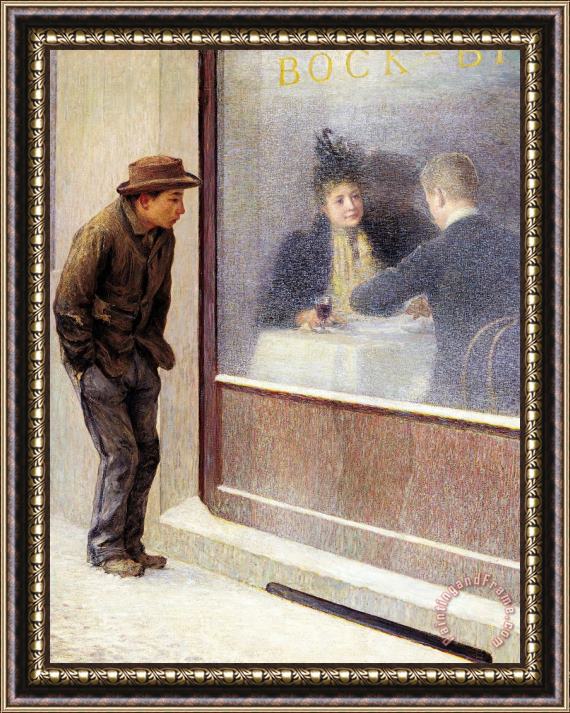 Emilio Longoni Reflections Of A Hungry Man Or Social Contrasts Framed Painting