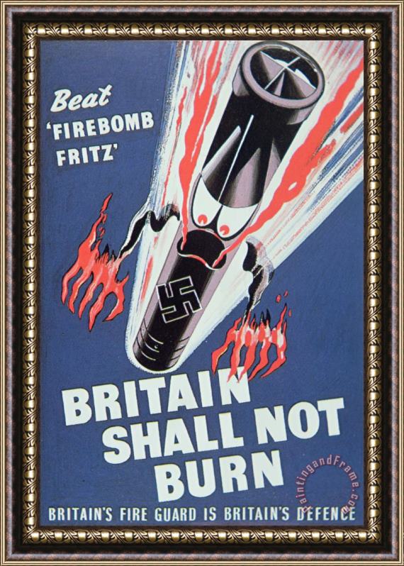 English School Britain Shall not Burn Framed Painting