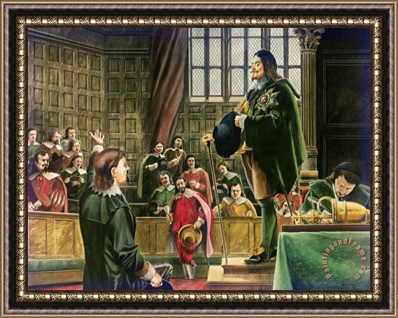 English School Charles I in the House of Commons Framed Painting