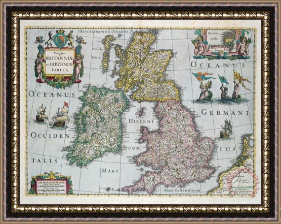 English school Map of Britain Framed Painting