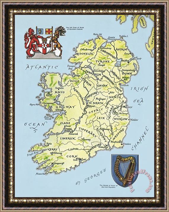 English School Map Of Ireland Framed Painting