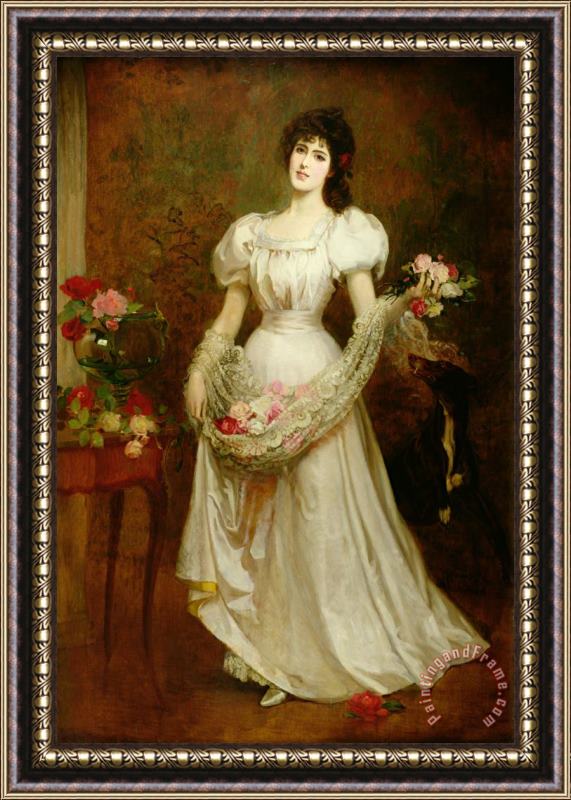 English School Portrait of a woman and her greyhound Framed Print