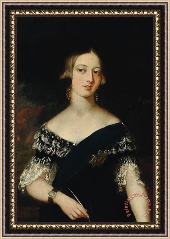 English School Portrait Of The Young Queen Victoria Framed Painting