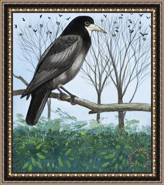 English School Rook Framed Painting