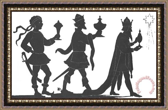 English School Silhouette Of Three Kings Framed Painting