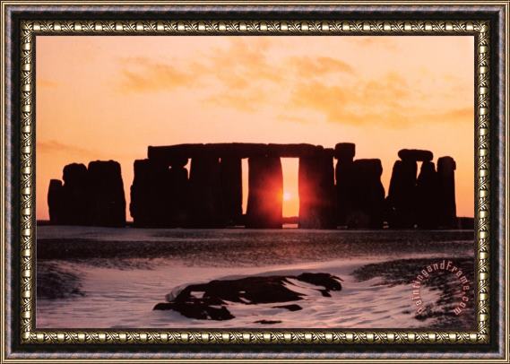 English School Stonehenge Winter Solstice Framed Painting