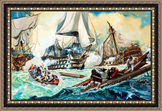 English School The battle of Trafalgar Framed Painting