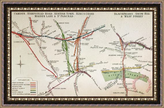 English School Transport Map Of London Framed Painting