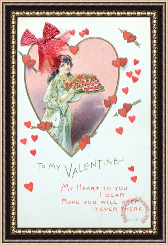 English School Valentine Card Framed Painting
