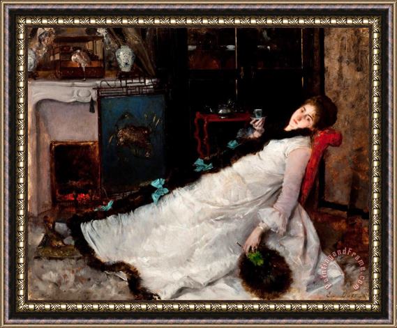 Ernest Ange Duez Resting Framed Painting