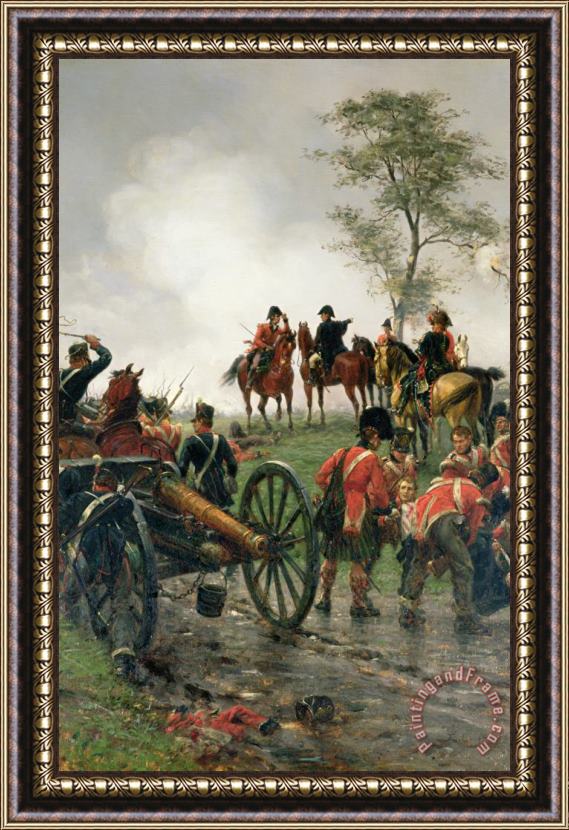 Ernest Crofts Wellington at Waterloo Framed Painting