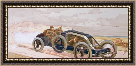 Ernest Montaut A Renault Racing Car Framed Painting