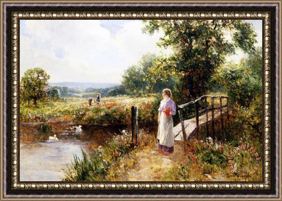 Ernest Walbourn Gathering Poppies Near Winchester England Framed Print