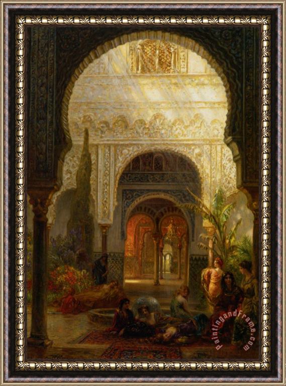 Ernst Carl Eugen Koerner The Patio Della Reina The Alcazar Sevilla Framed Painting