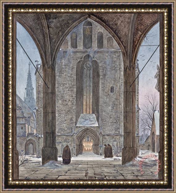 Ernst Ferdinand Oehme Cathedral in Winter Framed Painting