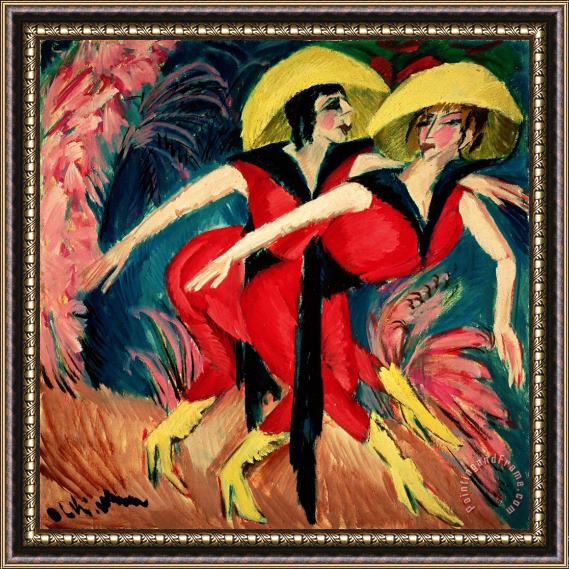Ernst Ludwig Kirchner Dancers In Red Framed Painting