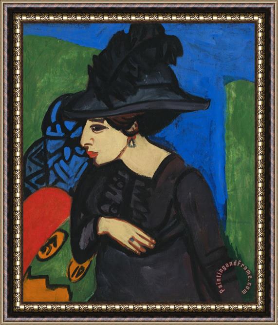 Ernst Ludwig Kirchner Dodo with a Feather Hat (dodo Mit Federhut) Framed Painting