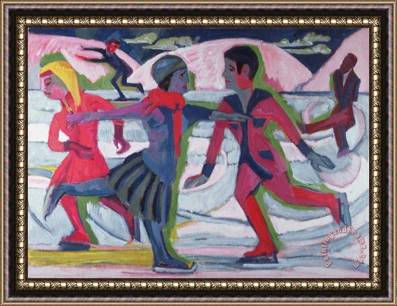 Ernst Ludwig Kirchner Ice Skaters Framed Painting