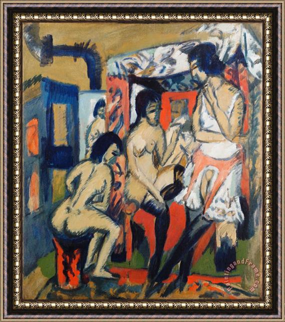 Ernst Ludwig Kirchner Nudes in Studio Framed Painting
