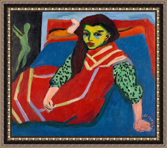 Ernst Ludwig Kirchner Seated Girl (franzi Fehrmann) Framed Painting