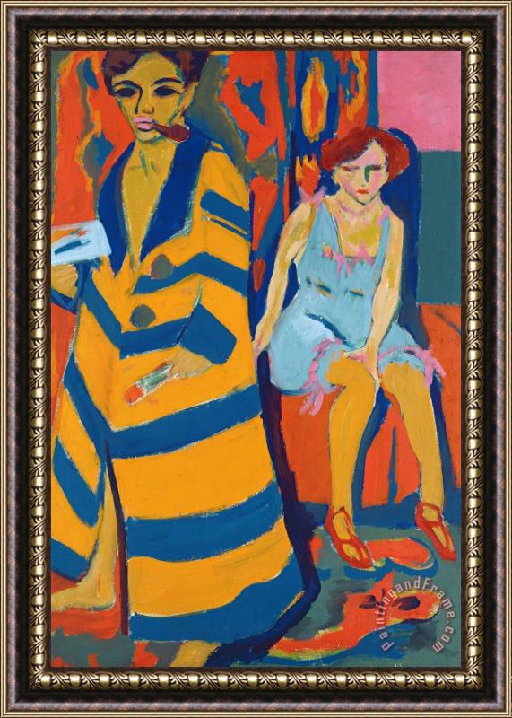 Ernst Ludwig Kirchner Self Portrait With A Model Framed Painting