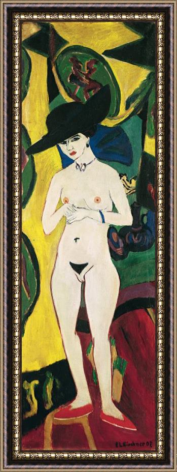 Ernst Ludwig Kirchner Standing Nude with Hat Framed Print
