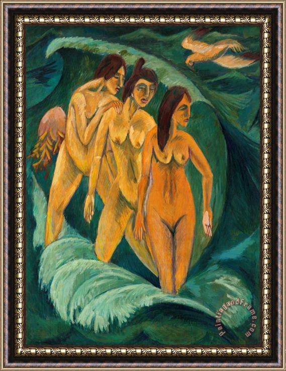 Ernst Ludwig Kirchner Three Bathers Framed Painting
