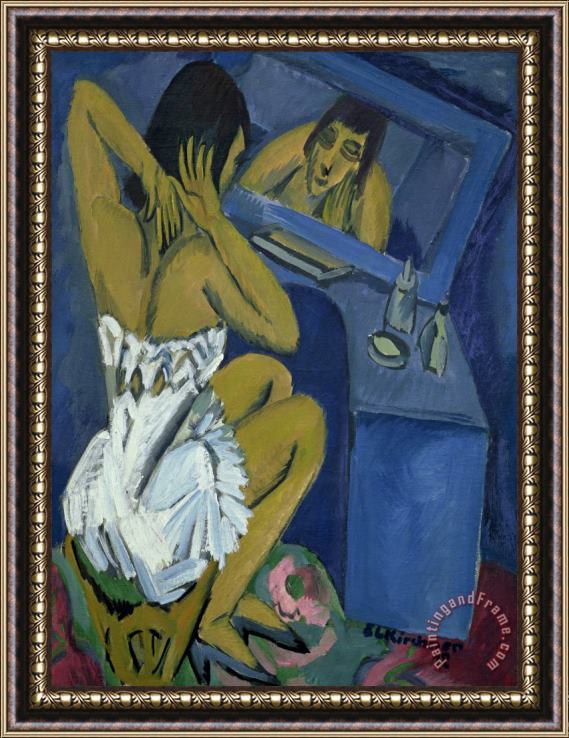 Ernst Ludwig Kirchner Woman Before The Mirror Framed Painting