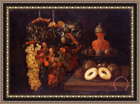 Espinosa, Juan De Life Still with Grapes And Cakes Framed Painting