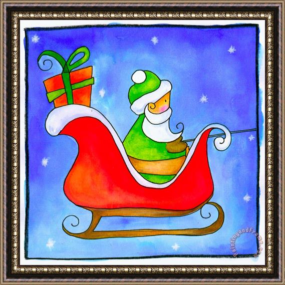 Esteban Studio Christmas Sled Framed Painting