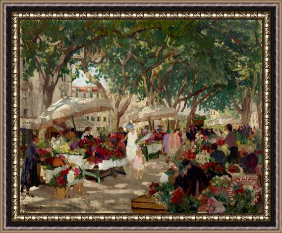 Ethel Carrick Fox Flower Market, Nice Framed Painting
