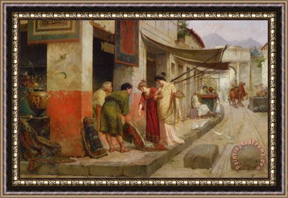 Ettore Forti Merchant in Pompeii Framed Painting