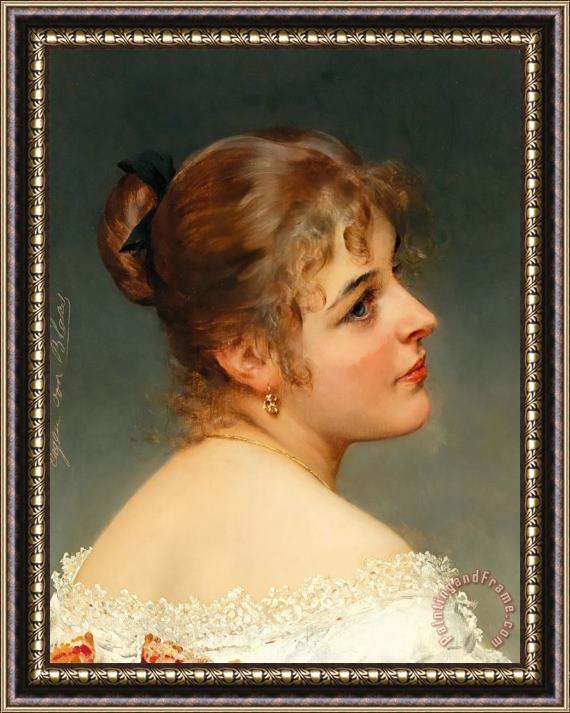 Eugen von Blaas A Beautiful Venetian Woman Framed Painting