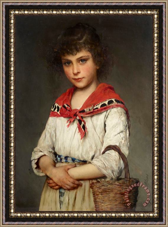 Eugen von Blaas A Neapolitan Girl Framed Painting