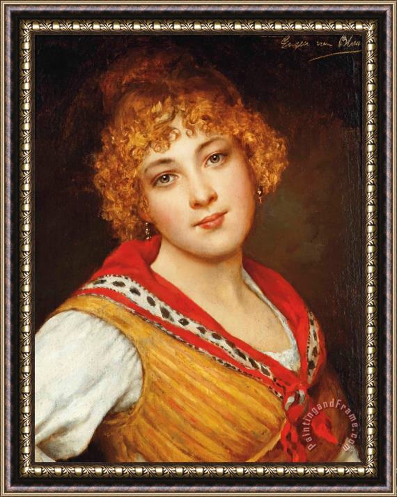 Eugen von Blaas A Young Venetian Beauty Framed Painting