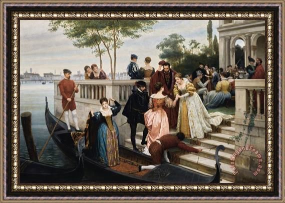 Eugen von Blaas Arriving From The Ball, Murano, 1870 Framed Painting
