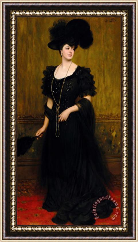 Eugen von Blaas Portrait of Madame Lebreton, 1908 Framed Painting
