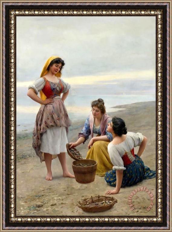 Eugen von Blaas The Clam Diggers Framed Painting