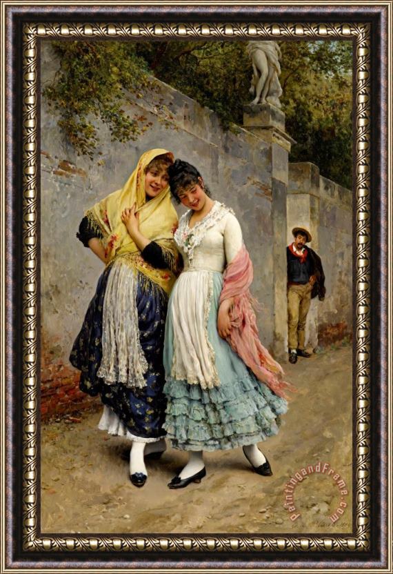 Eugen von Blaas The Flirtation, 1889 Framed Print