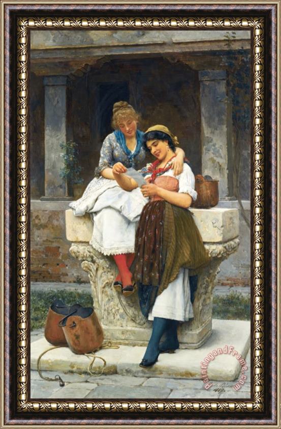 Eugen von Blaas The Love Letter, 1887 Framed Painting