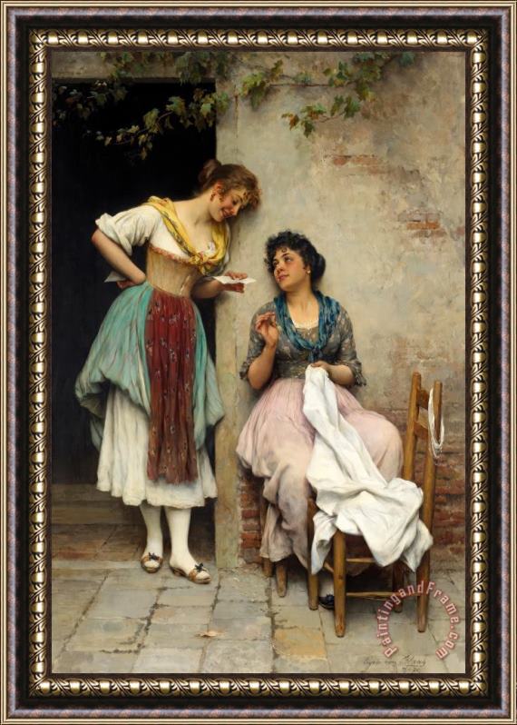 Eugen von Blaas The Love Letter, 1897 Framed Painting