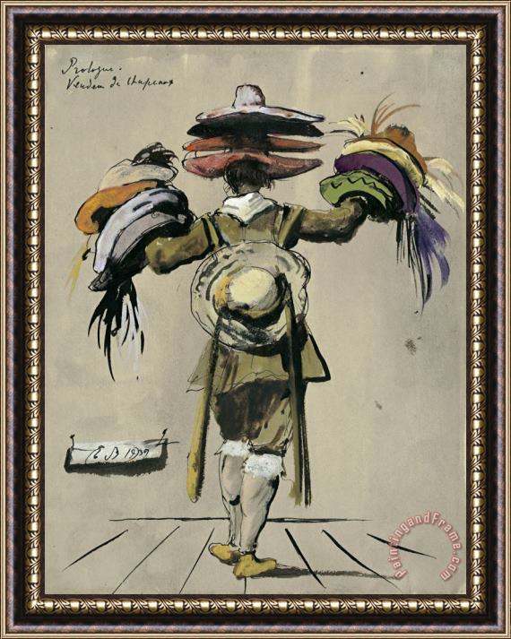 Eugene Berman Costume for The Hat Vendor From The Prelude to Devil's Holiday Framed Painting