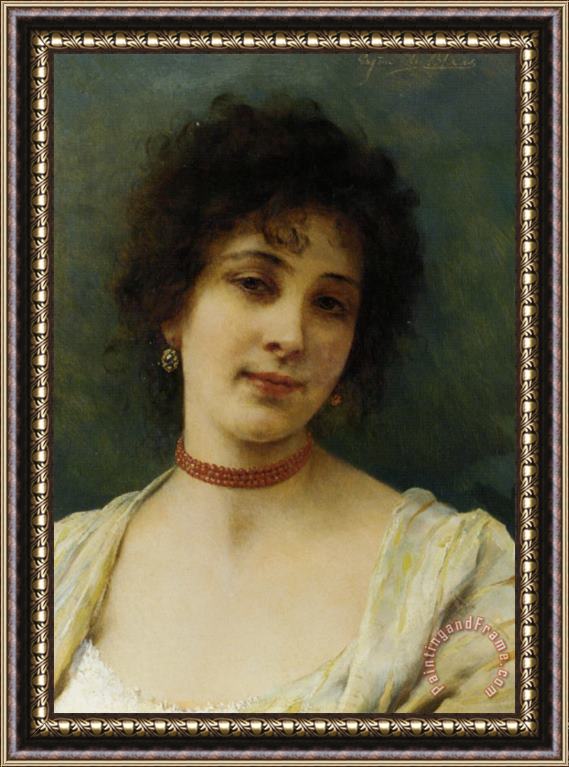 Eugene De Blaas Elegant Lady Framed Painting