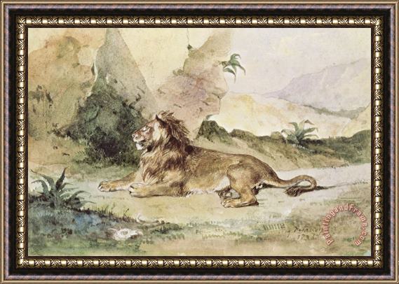Eugene Delacroix A Lion in The Desert Framed Print