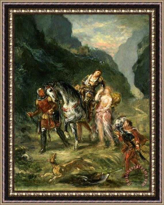 Eugene Delacroix Angelica And The Wounded Medoro Framed Painting