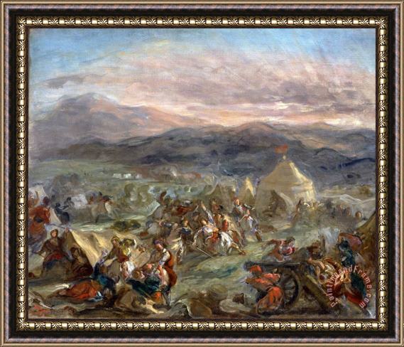 Eugene Delacroix Botzaris Surprises The Turkish Camp And Falls Fatally Wounded Framed Print