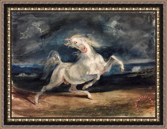 Eugene Delacroix Horse Frightened by Lightning Framed Print