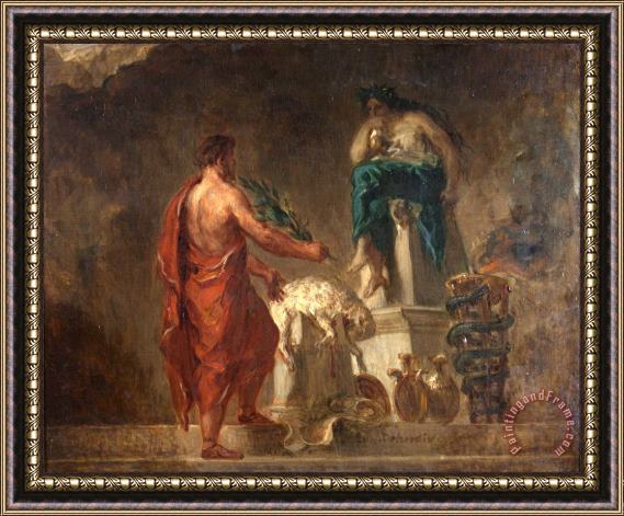 Eugene Delacroix Lycurgus Consulting The Pythia Framed Painting