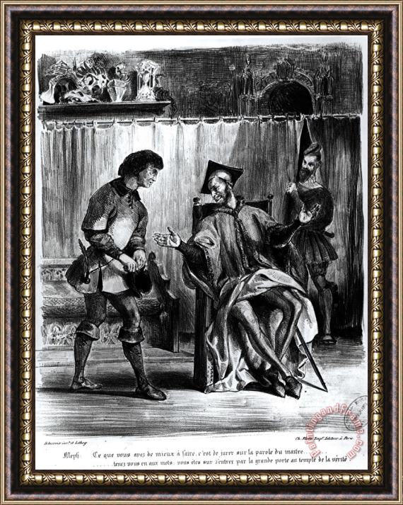 Eugene Delacroix Mephistopheles And The Pupil, From Goethe's Faust Framed Print